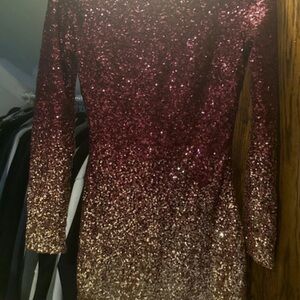 Fashion nova Sparkling Burgundy to Gold Ombre Sequin Dress